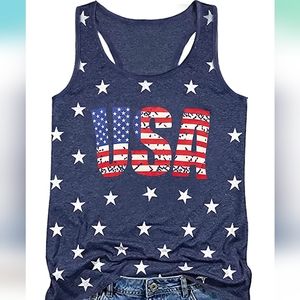 NEW Women's 4th of July USA Stars Racerback Tank Top